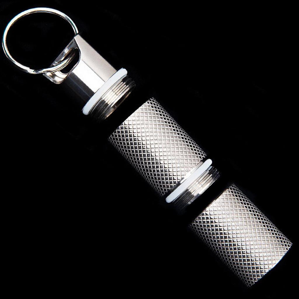 Portable Waterproof Box Bottle Holder Titanium Keychain Seal Dispenser for Hiking, Camping, Travel,