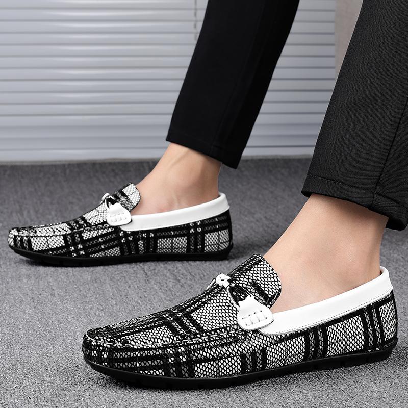 Fashion High-end new mens loafers Fashion Crocodile Skin Pattern Genuine cow Leather summer men shoes Breathable driving shoes Moccasins