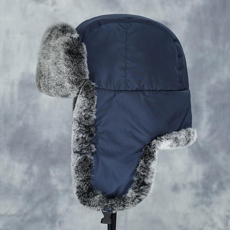Rex Rabbit Hair Lei Feng Hat Unisex Autumn and Winter Thickened Warm Real Fur Northeast Cold Cotton Hat Mask Elderly