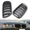 Carbon Fiber & Black Chrome Front Kidney Grill For BMW E46 Sedan 2002-2005