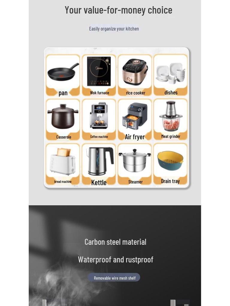 Multifunctional Kitchen Storage Rack for Fruit & Vegetables - Thickened Shelves for Dorms & Homes