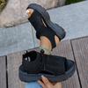 Fashion Women Sandals Comfortable Knitted Sporty Platform Sandals Peep Toe Lace-Up Designer Versatile Casual Slingback Shoes for Women