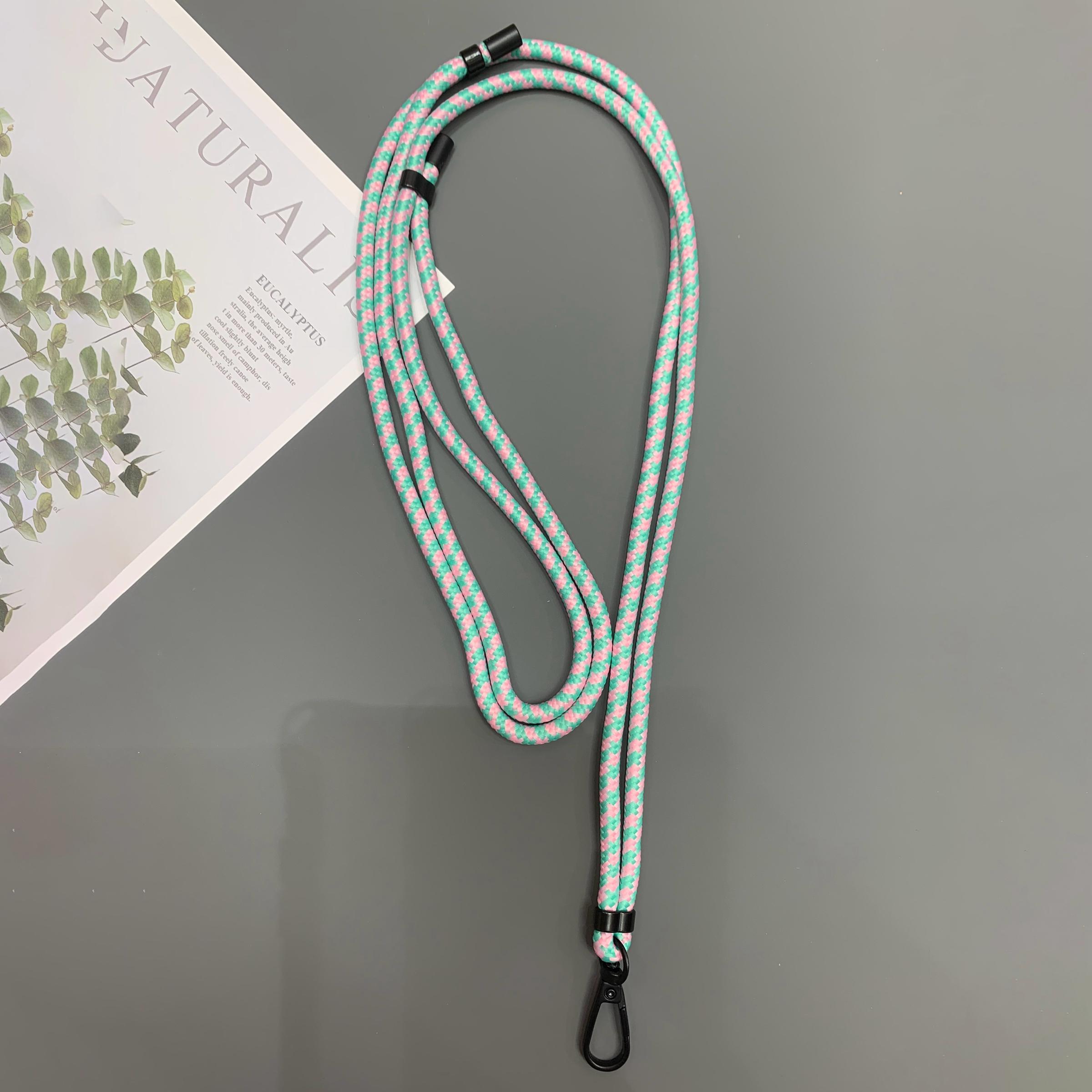 

Crossbody Cell Phone Lanyard 6mm Thick Nylon Adjustable Strap with Tether Tab,Total Length: 150cm Pink Green