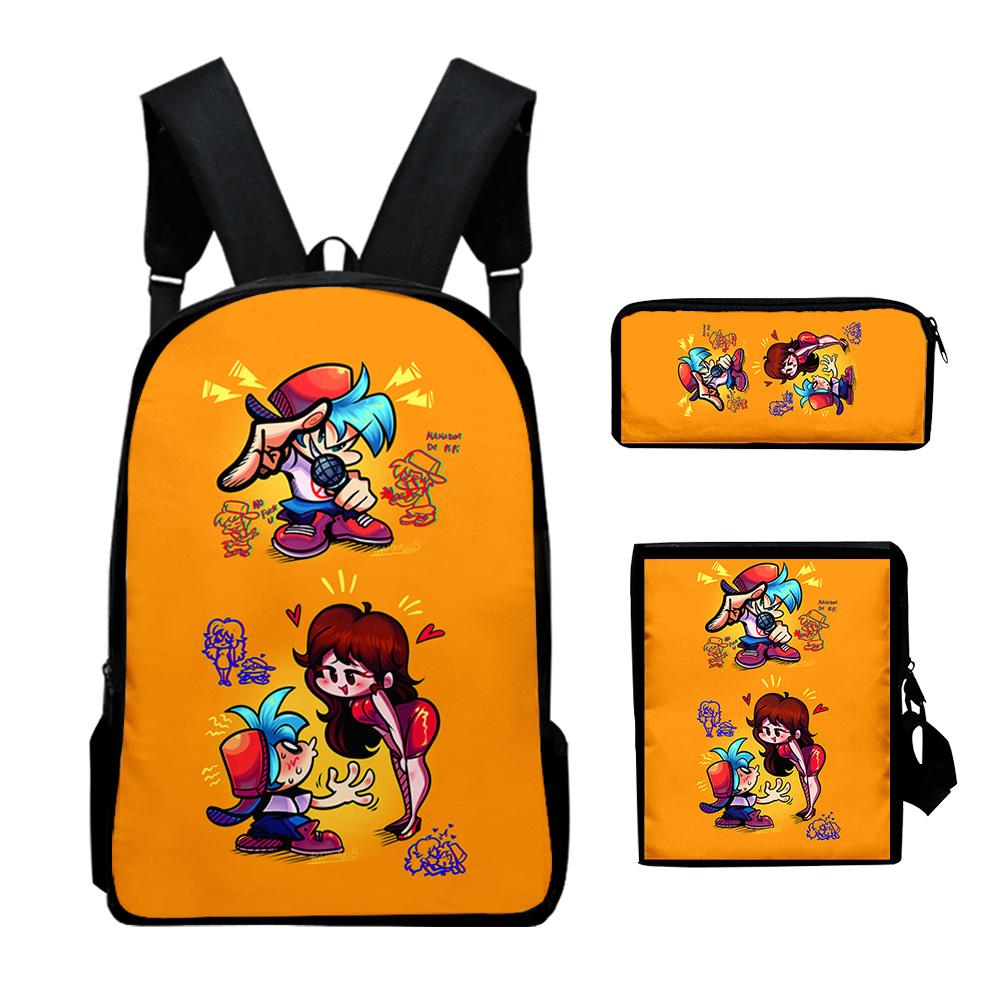 Popular Novelty Friday Night Funkin 3D Print 3pcs/Set School Bags Laptop Daypack Backpack Inclined shoulder bag Pencil Case
