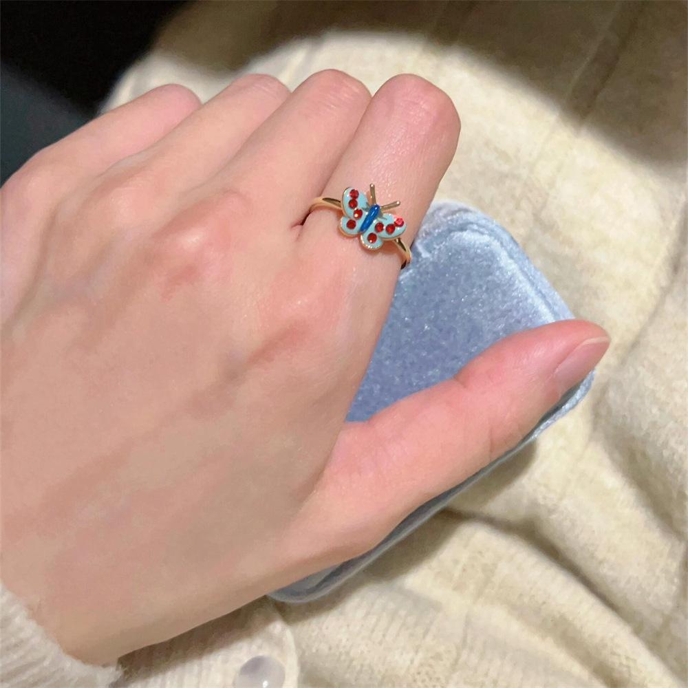 Colored Zircon Butterfly Ring Open Ring Versatile Exquisite Jewelry
