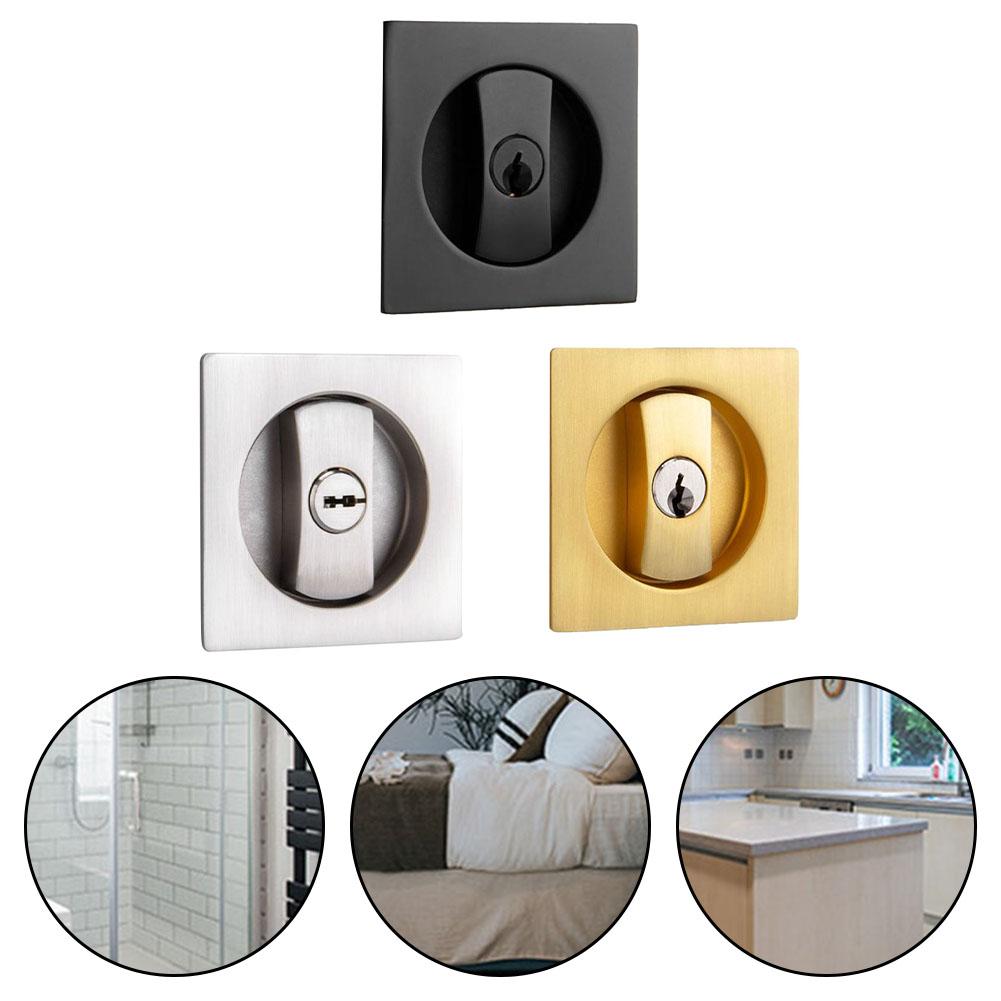Recessed Door Lock Embedded Wooden Door Lock Square Pocket Lock Hardware Bathroom Flush Privacy Pocket Door Lock With Key