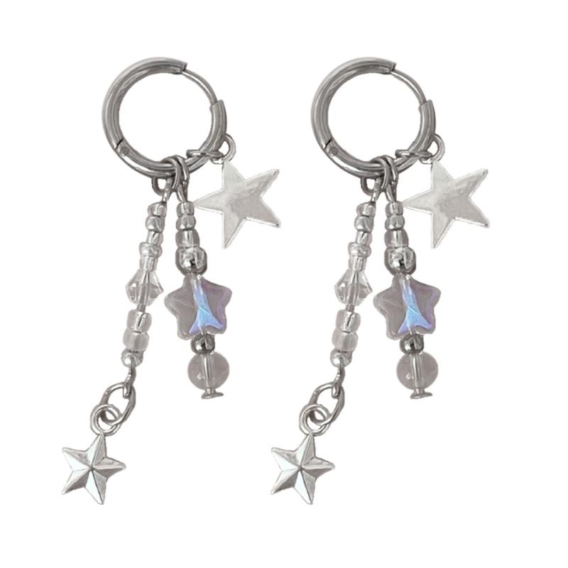 Irregular Star Chain Earrings for Women Y2K Tassels Ear Rings Geometric Super Fairy Girls Ear Buckles Adjsutable