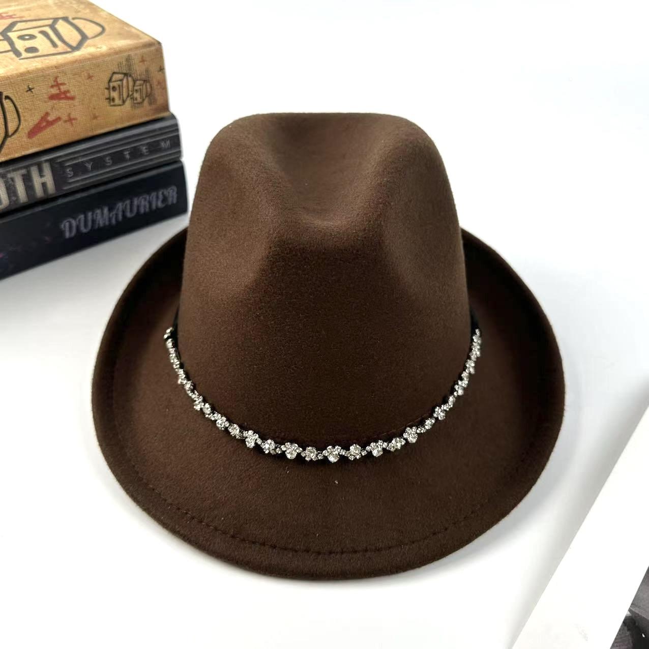 

European And American Popular Cowboy Hats American Bohemian Women S Top Hats Versatile Fashion Jazz Hats Men M（56-58cm） темно-коричневого кольору