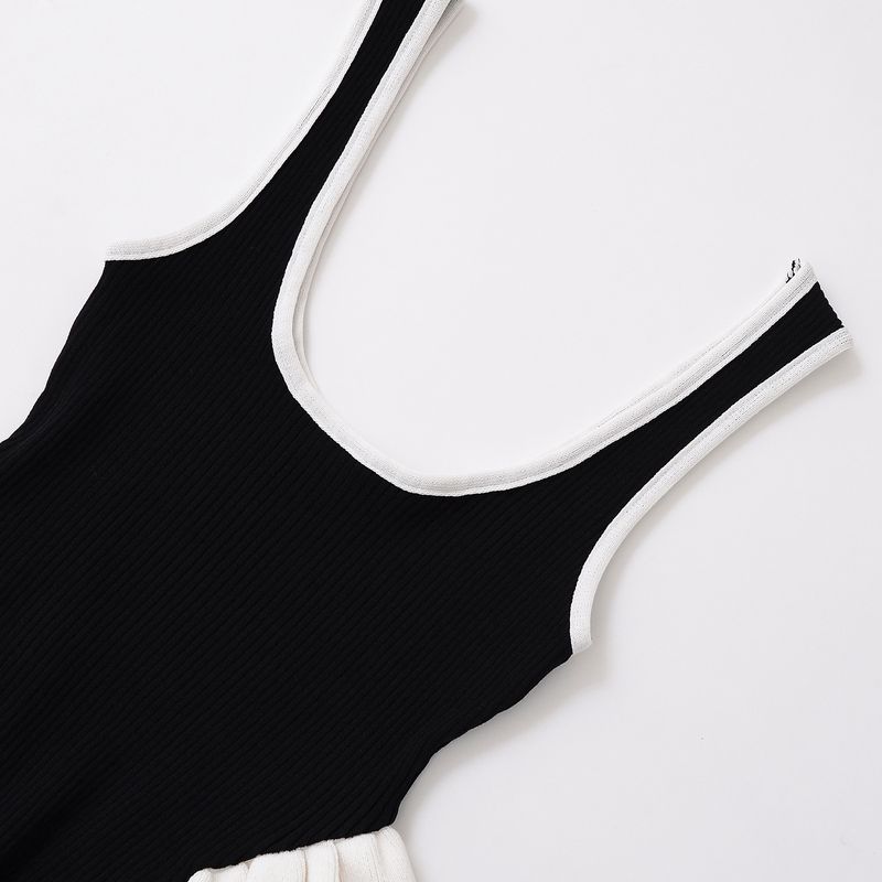 Kaslead New Women Clothes Western Style Contrast Color Design Warp Knitting Sleeveless Round Neck Top 4770185 084