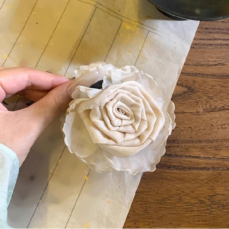 Contemporary Camellia Design Hair Claw Clip Practical Strong Grip Hairpin With Tulle Flower Embellishment
