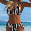 2026 New European and American Split Printing Splicing Neck Women's Split Swimsuit Bikini Suit Sexy
