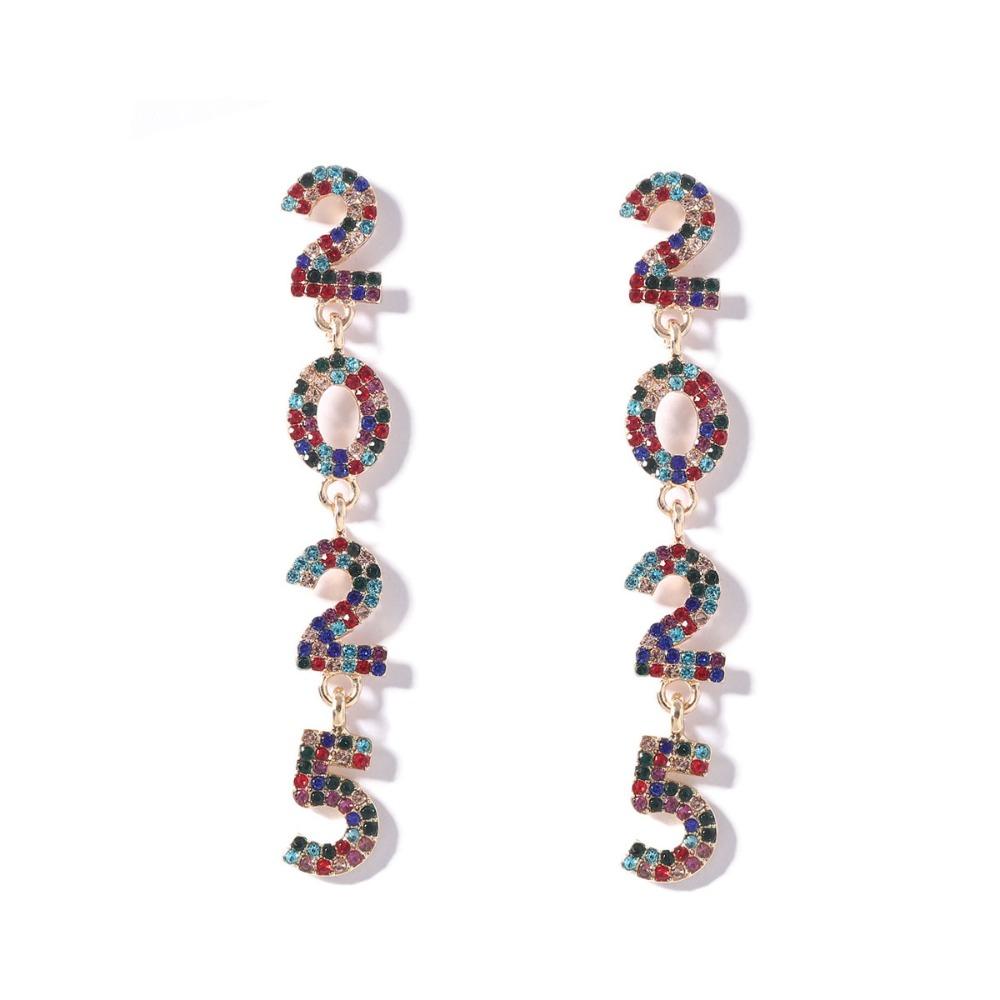 Aesthetic Happy New Year Earrings Jewelry Crystal Party Earrings  New Year