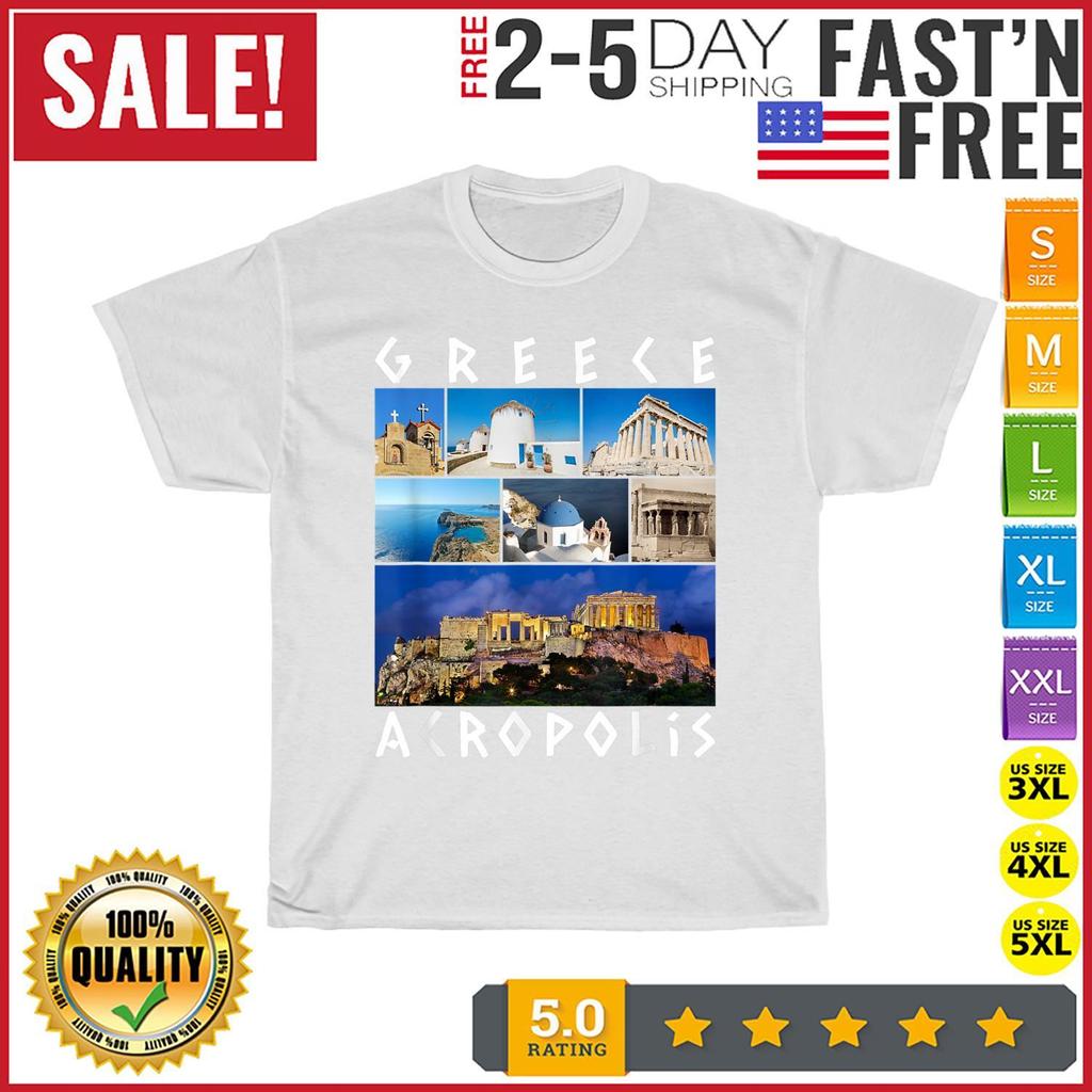 Greece Acropolis Famous Sights Gallery Traveler Souvenir T Shirt Mens Womens Tees Top Men Women New