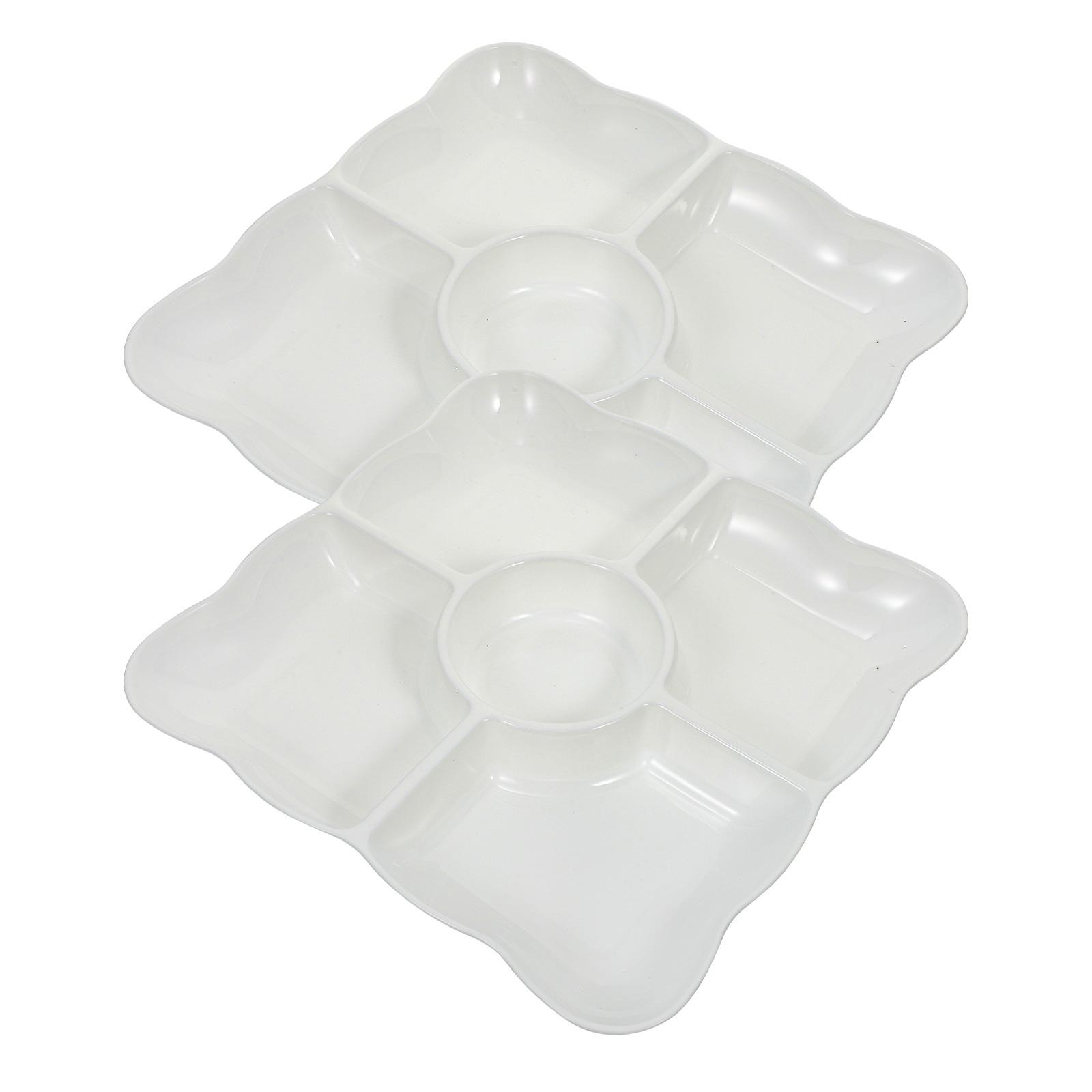 

2 шт. Креативная фруктовая тарелка, поднос для закусок и десертов, тарелка для сухофруктов, многосекционный поднос 24.5X24.5CM белый