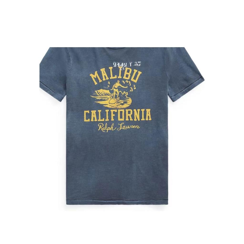 Polo Ralph Lauren SS24 Letter Pattern Printed Crew Neck Short Sleeve T-Shirt Men Tops Blue 710842446-004
