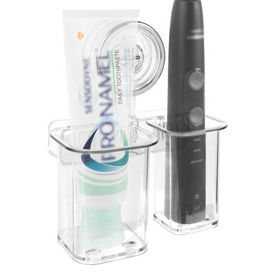 Linkidea Toothbrush Holder for Plastic Toothbrush Hanger Compatible with iO Series and Sonicare 7AM2M Wall-Mounted Bathroom, Adhesive, 2-Slot