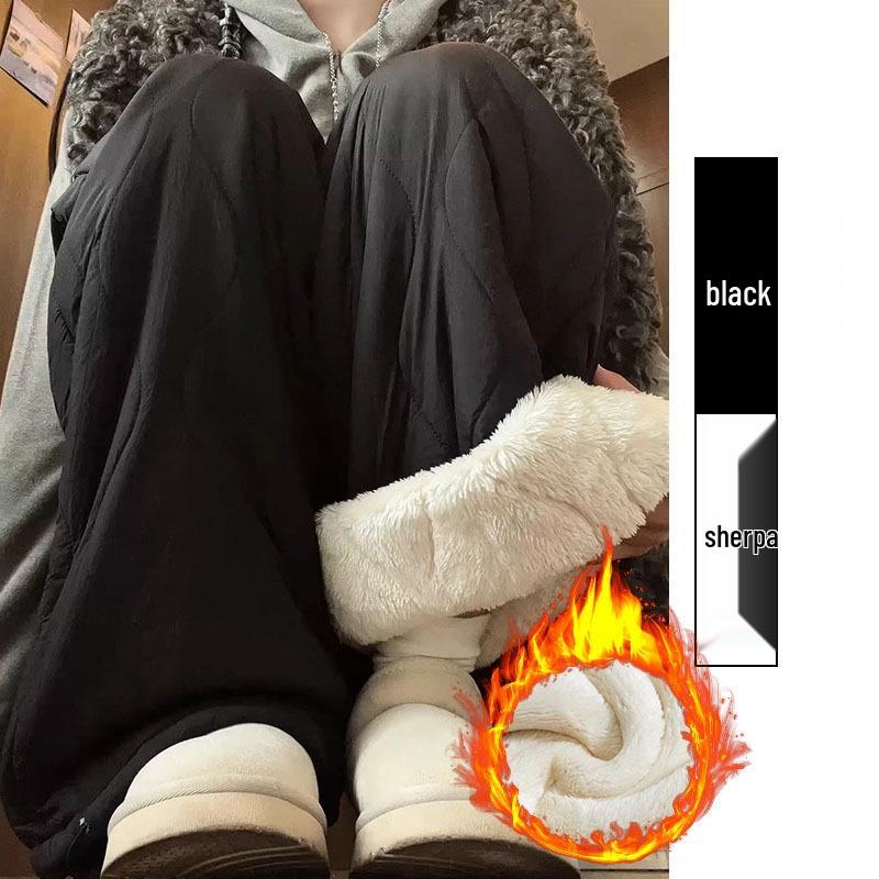 

Women s Northeast Lamb Wool Fleece-Lined Winter Pants - Thick, Warm, Windproof, Drawstring, Straight-Leg Design. L