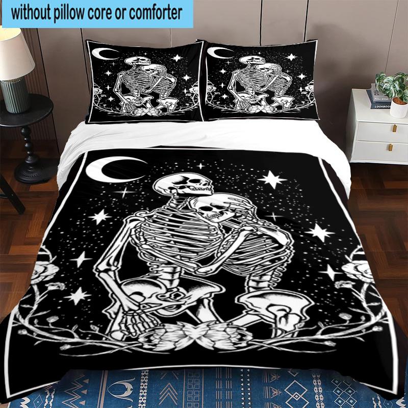 Day Of The Dead Celebration 3pcs Bedding,Including 1pc Duvet Cover And 2pcs Pillowcases Perfect for Christmas,Ideal for Bedroom, Dormitory