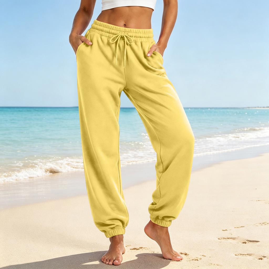 Pantalones Jogger Casuales para Mujer con Bolsillos, Color Pantalones Sueltos con Puños
