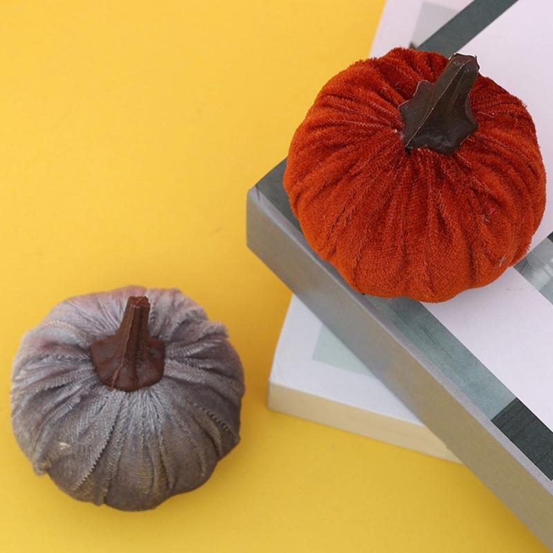 Velvety Pumpkin Decoration Fall Harvest Festival Home Office Display Accessories Dinning Table Centerpieces