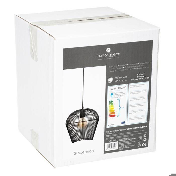 Suspension Filaire "Jena" Métal Noir D26cm - Atmosphera Createur D'interieur
