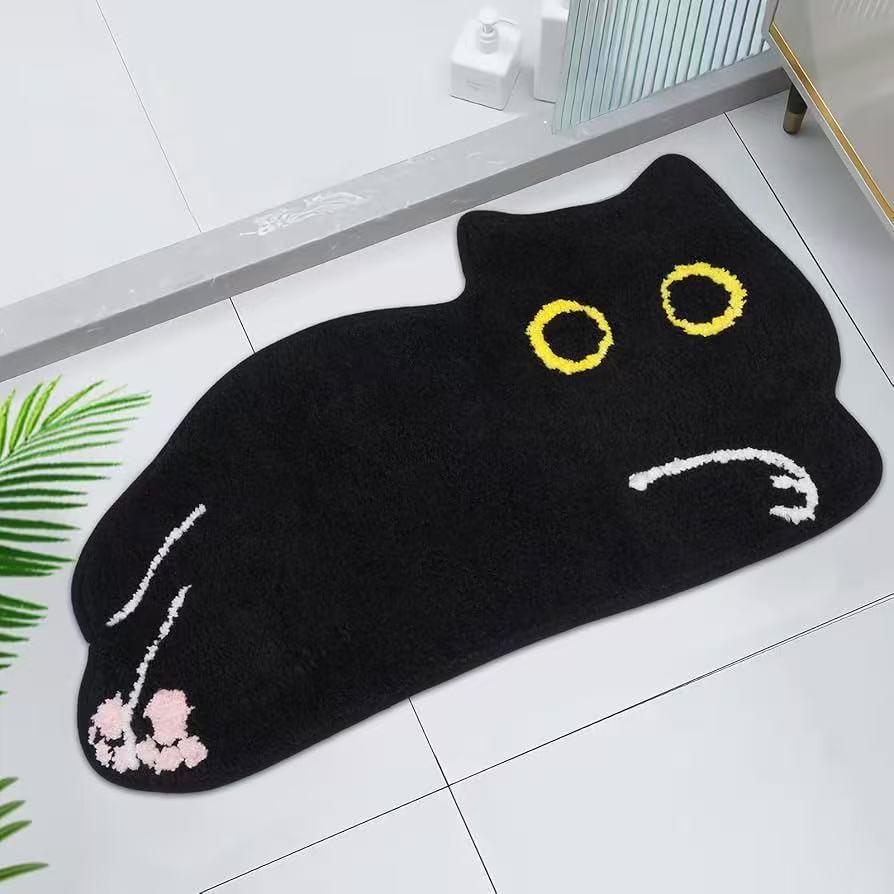 Temu Faux Cashmere Cat Bathroom Mat: Absorbent, Non-slip, Easy Care
