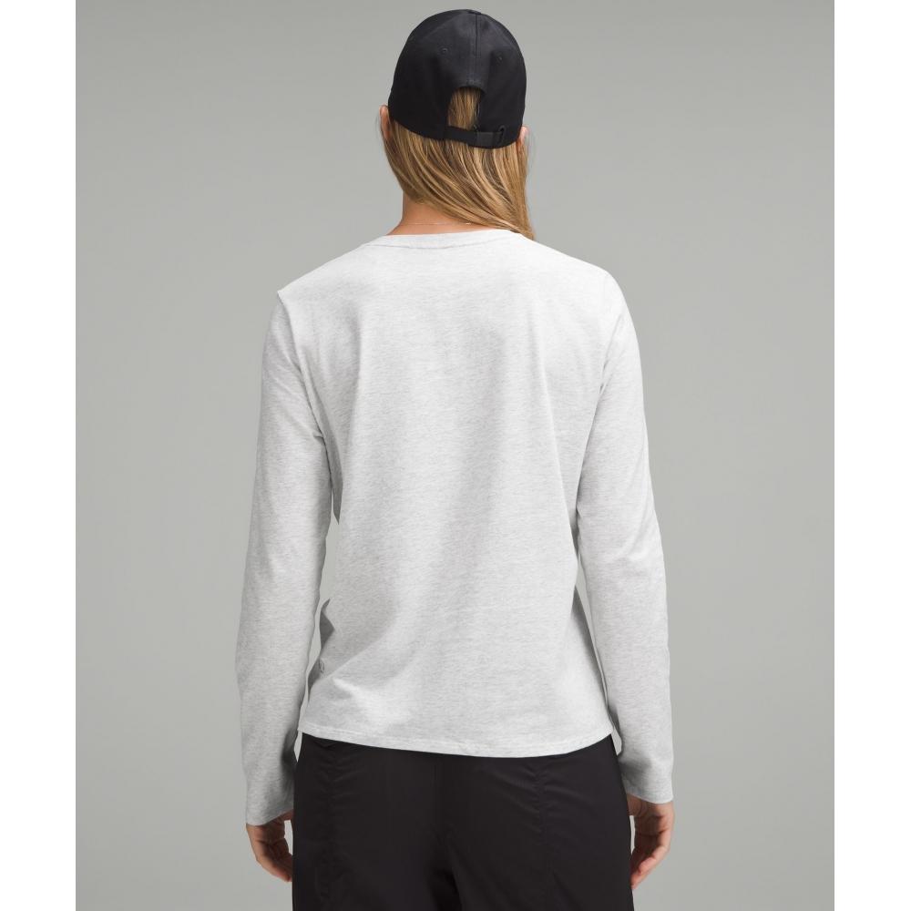 Lululemon Organic Cotton Crewneck Long Sleeve Shirt Heathered Core Ultra Light Grey
