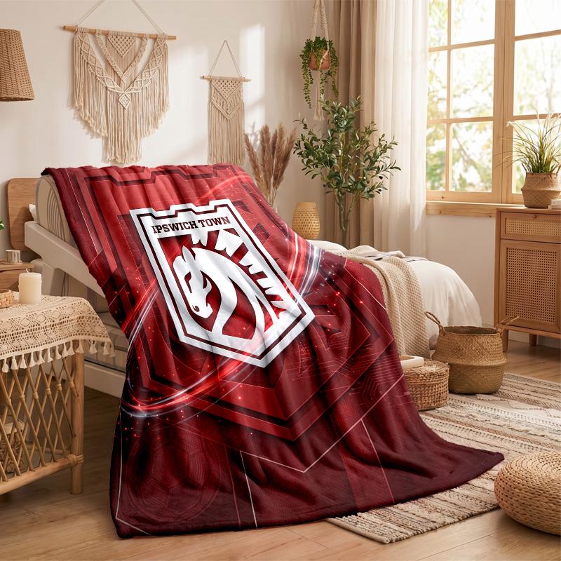 Ipswich Town Football Print Flannel Blanket Soft Warm Sofa Bed Throw Blanket For Home Office Bedroom