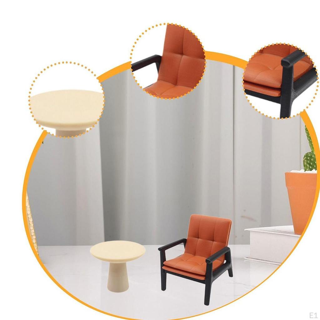 2 Stück 1: 12 Miniatur Puppenhaus Sessel Beistelltisch Zubehör Dekoration Dekor DIY Enthusiasten