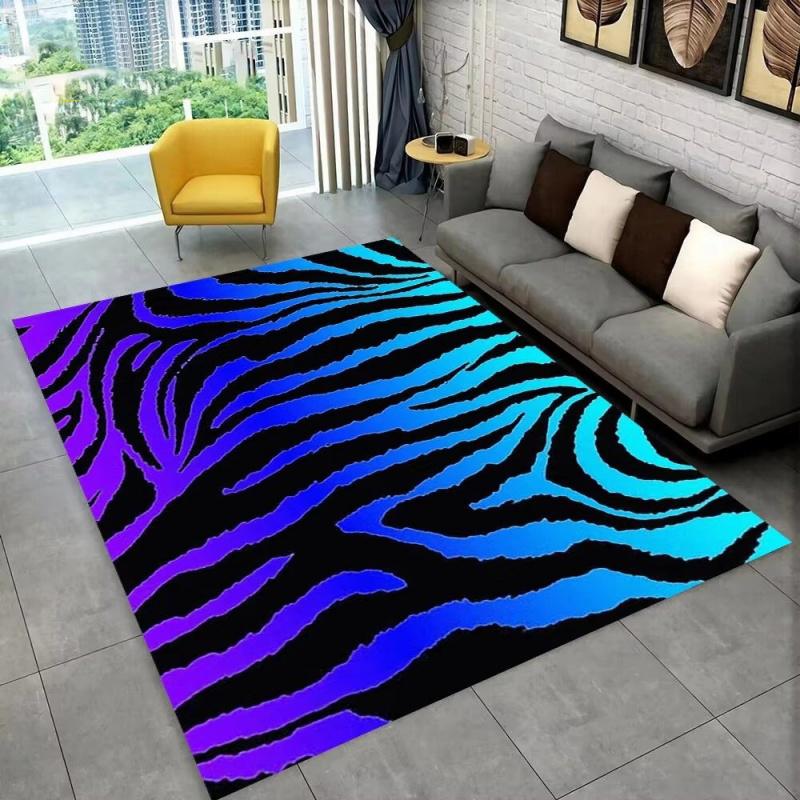 3D-Teppich mit buntem Zebra-Muster, Teppich für Wohnzimmer, Schlafzimmer, Sofa, Büro, Fußmatte, Dekoration, rutschfeste Bodenmatte für Kinder