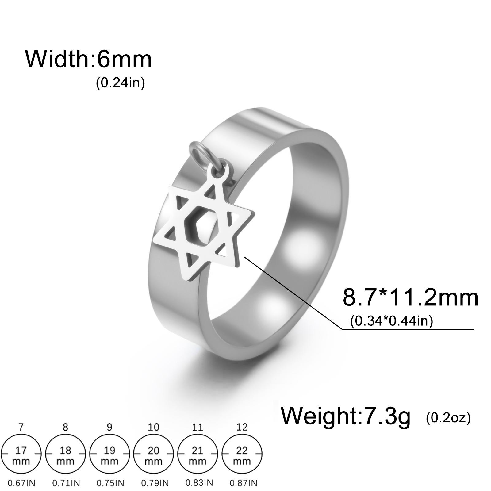 

Teamer Star Of David Pendant Ring Stainless Steel Finger Wide Rings For Women Man Trendy Romantic Jewelry Wedding Gift 2026 New 7