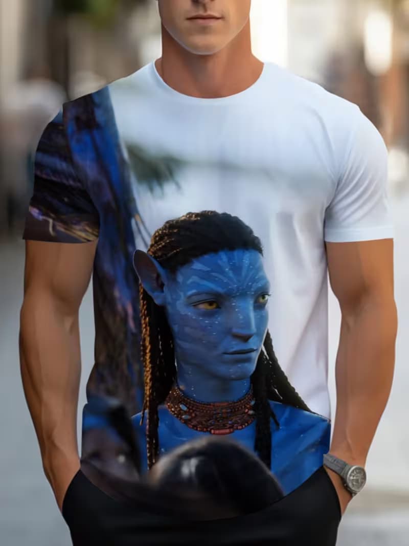

Men s Retro 3D Graphic Print T-Shirt - Perfect for Daily Wear and Vacation S