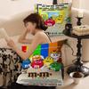 M-M&M Candy Snacks Pillow Covers Cartoon Sofa Decorative Home Double-sided Printing Short Plush Cute Cushion Cover