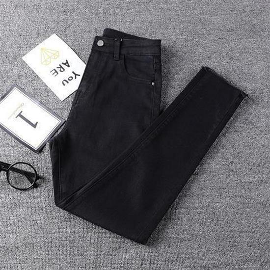 Women's Slim-Fit High-Waisted Grey Denim Jeans with Stretch, Spring/Autumn 2026 Collection, Body-Shaping Pencil Pants