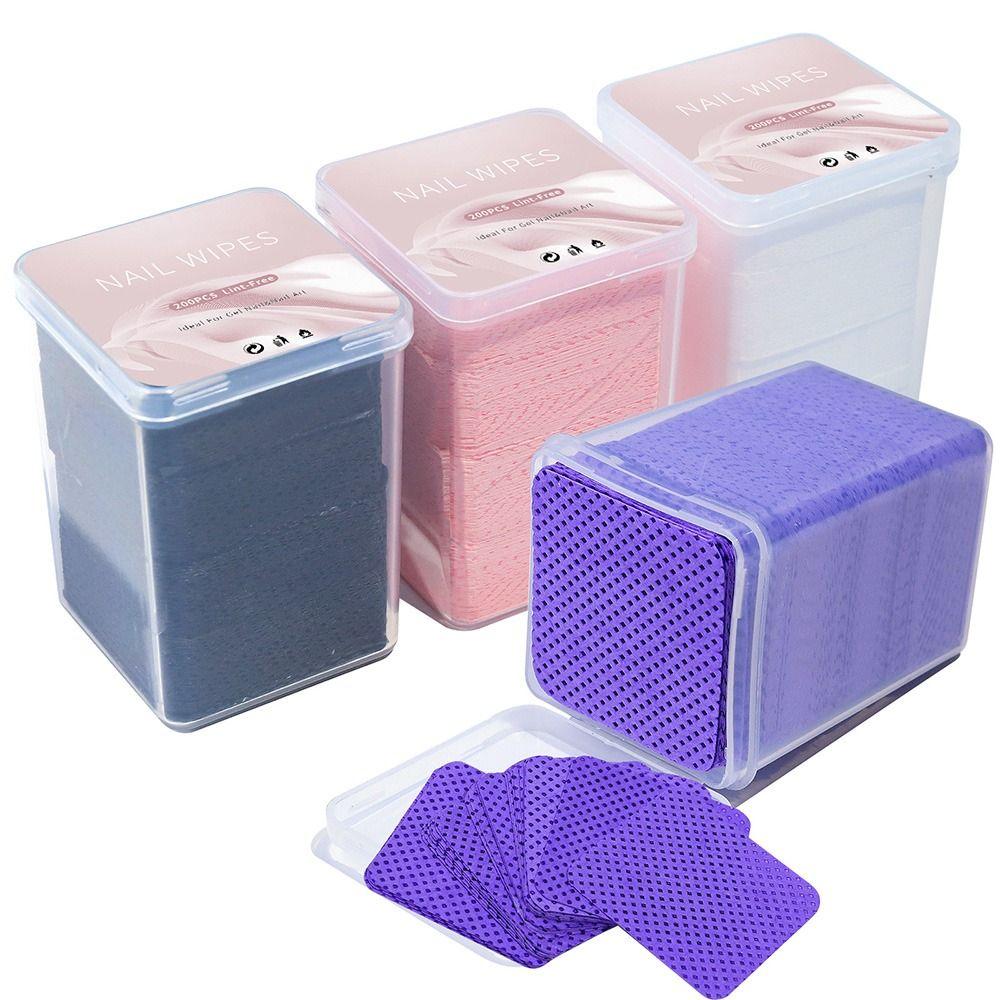 200PCS/Box Multicolor Lash Glue Cleaning Pads Sqaure Nail Wipes  Beauty Treatment