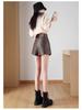 High-Waisted Leather Shorts for Women - 2026 New Style A-Line Slim Fit PU Wide-Leg Bootcut (Autumn/Winter) In Black