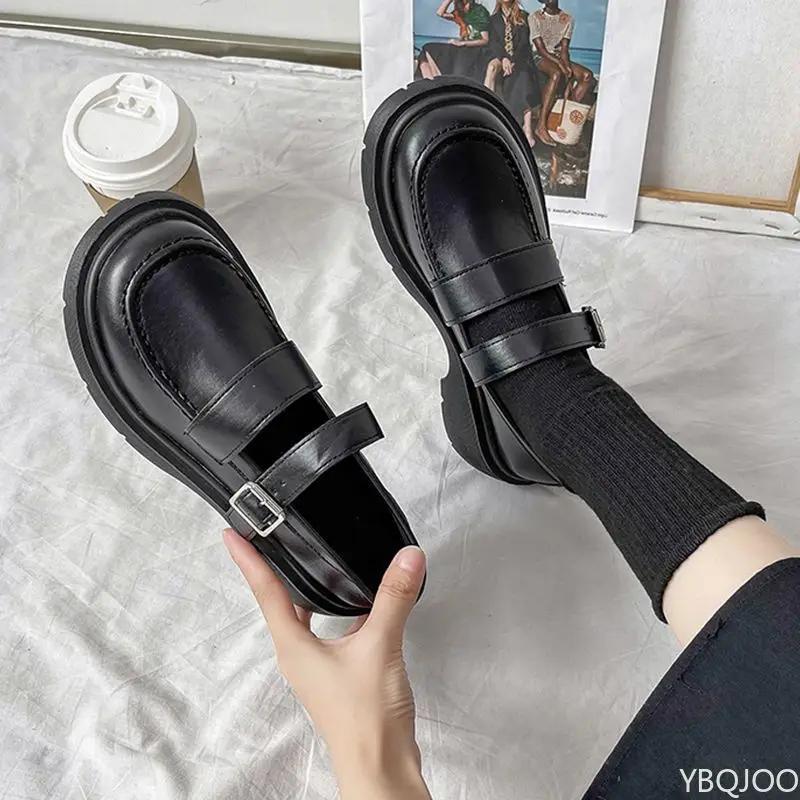 

Черные туфли на толстой подошве женские ретро туфли Мэри Джейн модные универсальные кожаные туфли-лодочки элегантный комфорт женская обувь Mujer Zapatos 40 чёрный