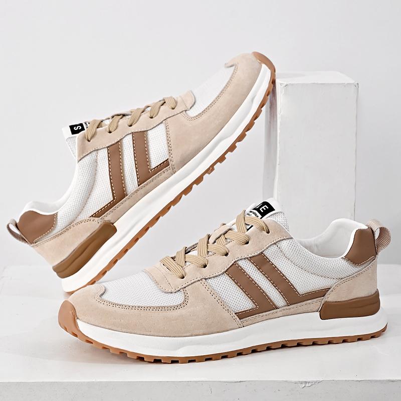 Suede Leather Casual Shoes Fashion Lace-up Mens Sneakers Leisure Non-Slip Treking Footwear Travel Outdoor Footwear Male Trainers