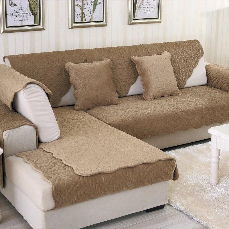 Quilted Sofa Cover Towel Non-slip Sofa Slipcover Plush Fabric Thickening Modern Gray Beige Couch Cover Quality Sofa Cover