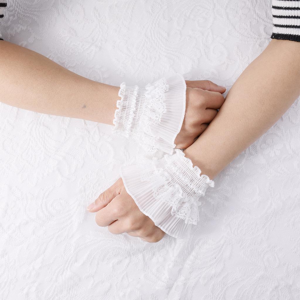 Süße florale Spitze Fake-Ärmel Mädchen Pullover Rock Abnehmbare Handgelenkmanschetten Armbänder Kurze Armstulpen Hochzeit Brauthandschuhe