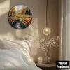 Vintage Metal Tulip Wall Art Round Decor for Home Kitchen Aluminum Plate