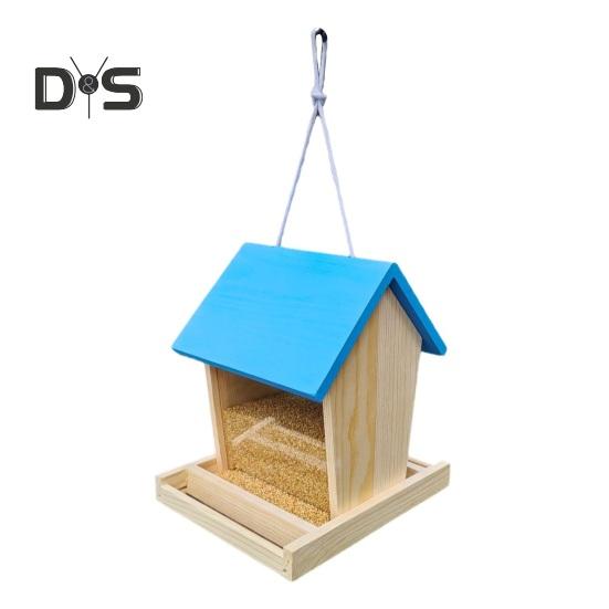 

Кормушки для птиц на открытом воздухе, кормушка для диких птиц, большая подвесная деревянная кормушка для кардиналов, вьюрков, голубых соек синий