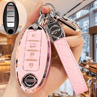 Soft TPU Key Fob Cover Keychain Protector For Nissan 4-Button Key Fob, Compatible With Nissan Altima Sentra Maxima