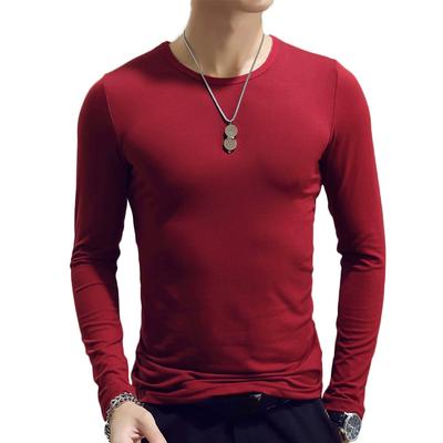 Spring and Autumn Men's Casual Solid Color Long Sleeve T-shirt Round Neck Slim Fit Autumn and Winter Bottom Shirt Men's Wear