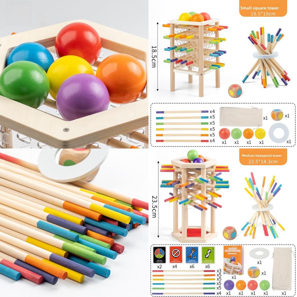 Baby Holzspielzeug Puzzle Turm Balance Spiel für Kleinkinder Lernen und Stapeln