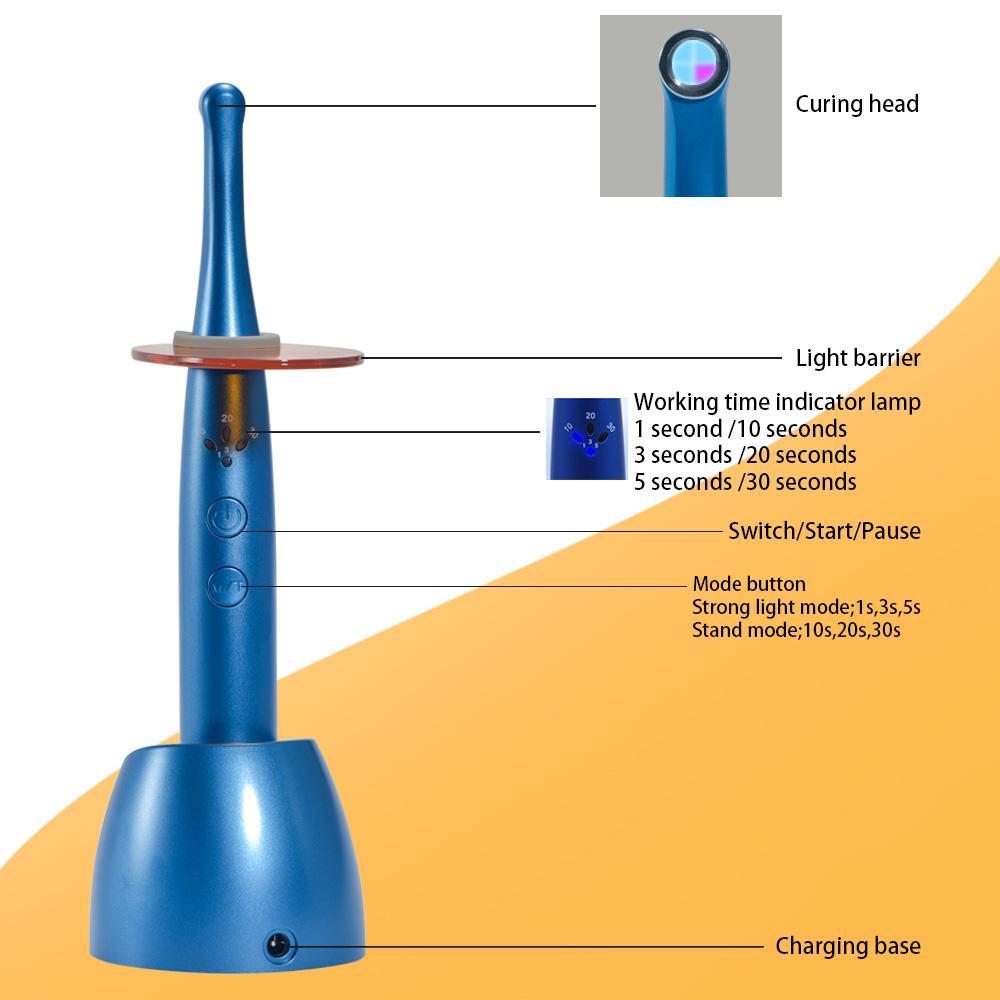 Dental Wireless LED Light Curing 1 Second Light Cure Multifunctional Curing Head Dentist Tools Equipment Resin Light Curing