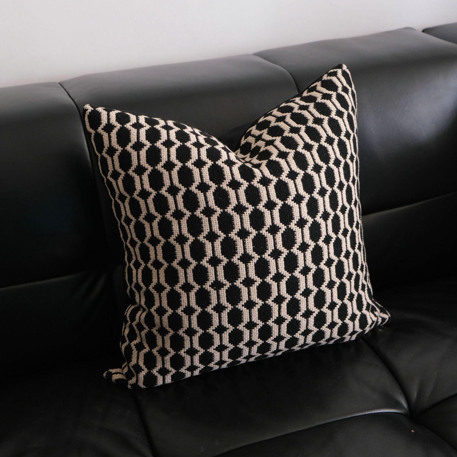 Panika Chen Unisex Knitted Geometric Pattern Throw Pillow Simple Pillowcase Retro Cushion Cover Living Room Sofa Decorative Pillow Cover