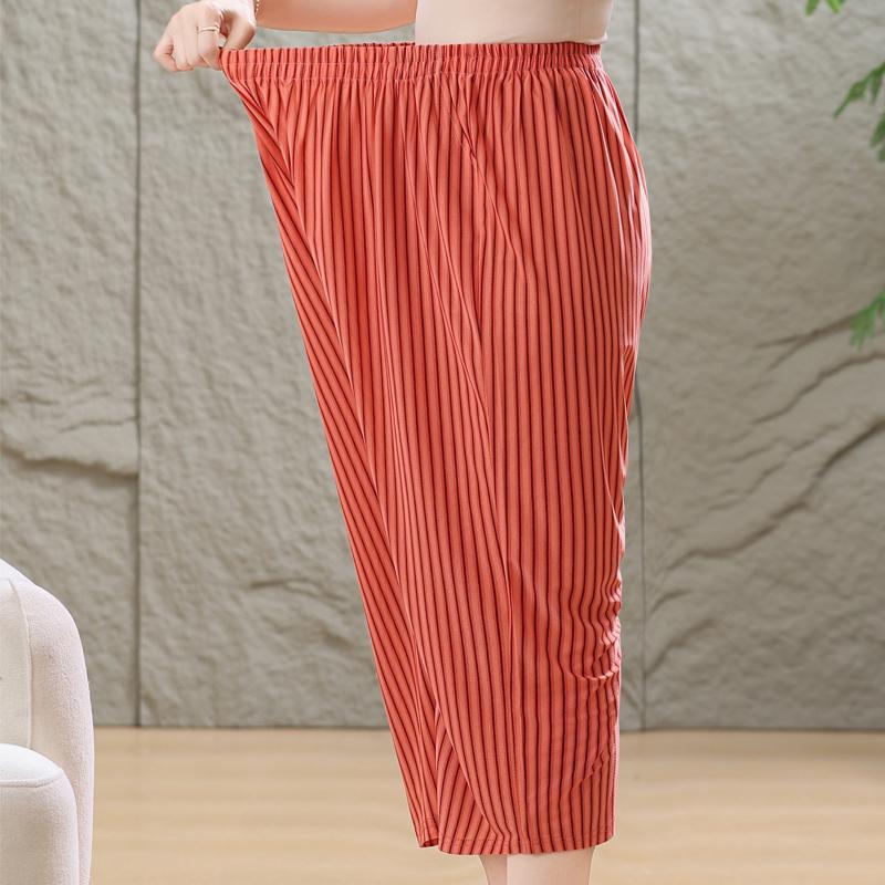 Women's Plus Size Summer 2-Piece Outfit, Ice Silk Casual Top & Capri Pants Set (3XL-7XL)