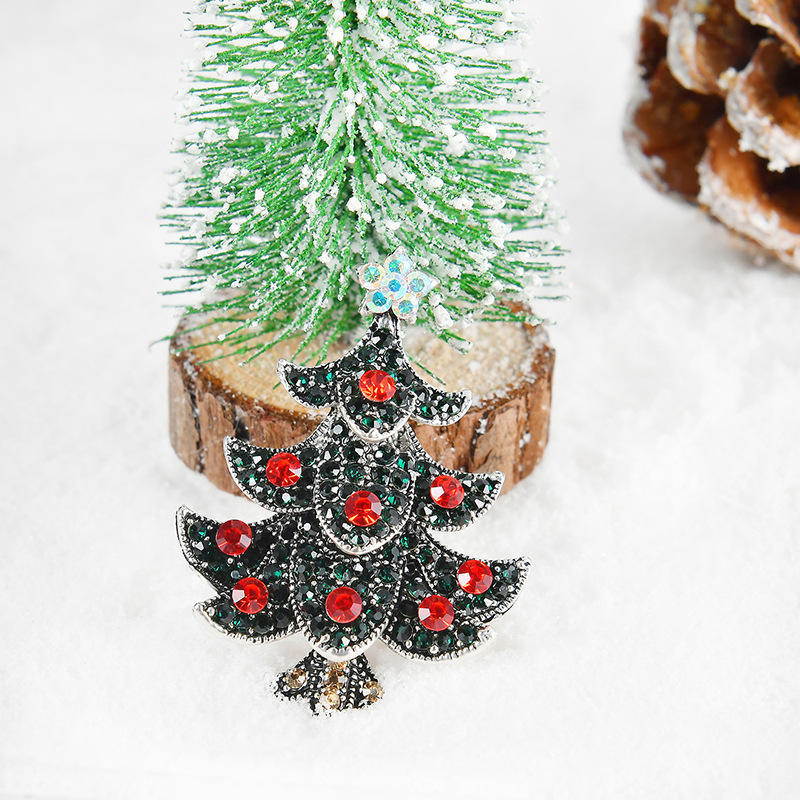 Crystal Christmas Tree Brooch Full Diamond Breastpin Christmas Gift Decoration for Women