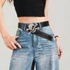 Punk Totenkopf Strass Nietenbesetzter Gürtel Für Männer Frauen Gothic Modeaccessoire mit Verstellbaren Schnallen